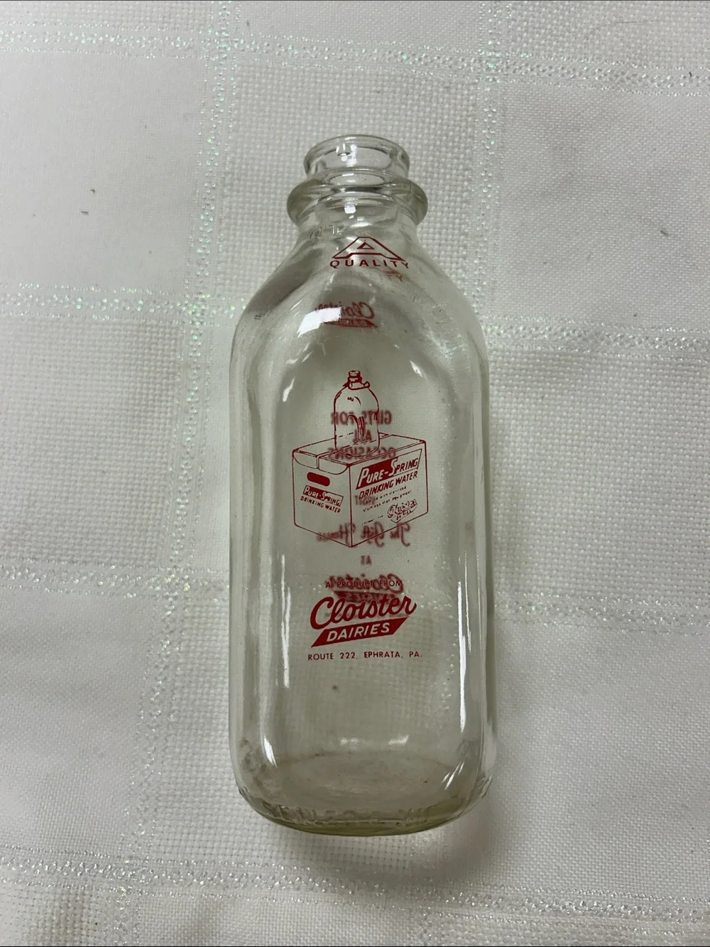 Clear Glass Milk Bottle with Red Logo
